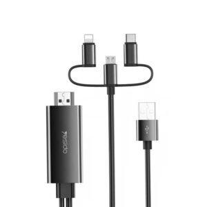 Cablu Video HDMI la USB, Lightning, Micro-USB, Type-C 1080P, 1.8m - Yesido (HM05) - Black