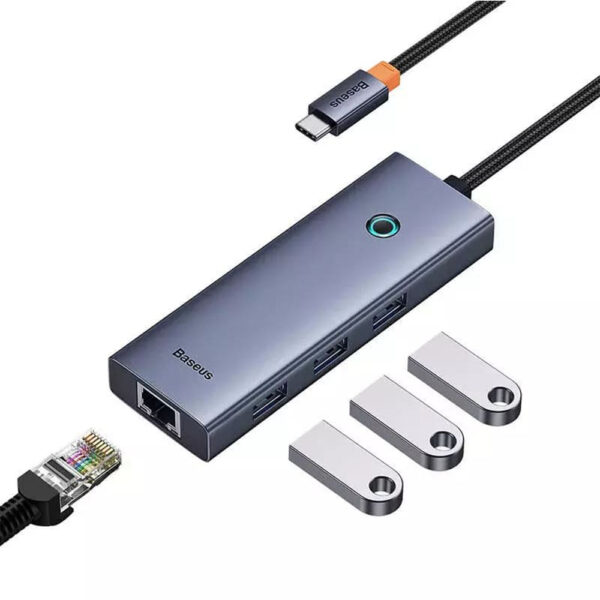 Hub Type-C to 3 x USB 3.0, RJ45 Baseus UltraJoy Series (B0005280A813-00) Space Grey