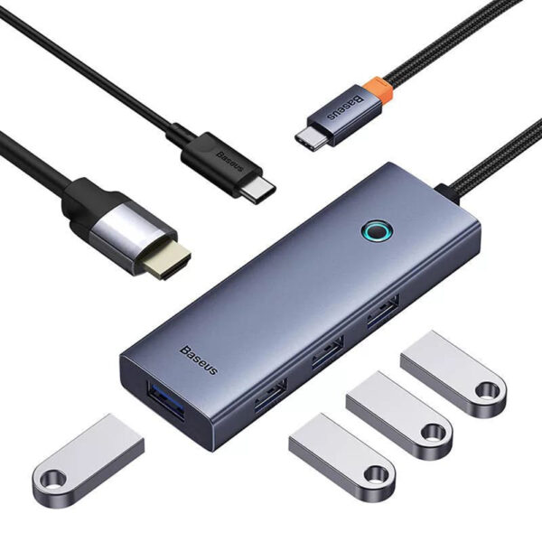 Hub Type-C la HDMI, 4xUSB, Type-C, 4K@60Hz Baseus UltraJoy (B00052807813-01) Space Grey