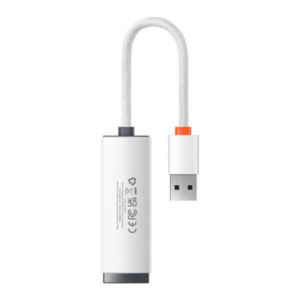 Adaptor USB la RJ45 Lan Port, 100Mbps Baseus Lite Series (WKQX000002) White - imagine 3