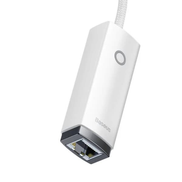 Adaptor USB la RJ45 Lan Port, 100Mbps Baseus Lite Series (WKQX000002) White - imagine 2