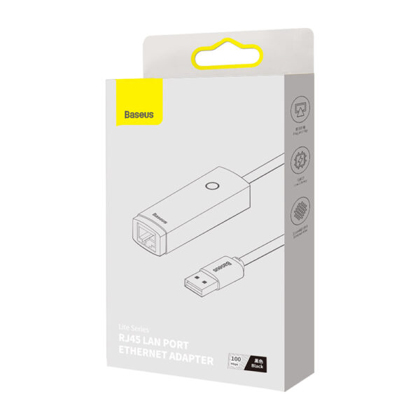 Adaptor USB la RJ45 Lan Port, 100Mbps Baseus Lite Series (WKQX000002) White - imagine 7