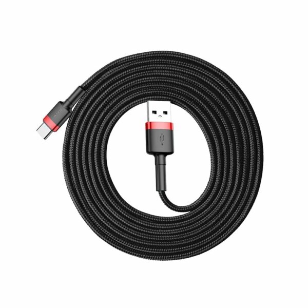 Cablu de Date USB la Type-C 3A, 480Mbps, 1m Baseus Cafule (CATKLF-B91) Red / Black - imagine 6
