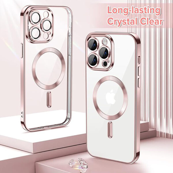 Husa pentru iPhone 14 Pro Max Techsuit Luxury Crystal MagSafe Pink - imagine 2
