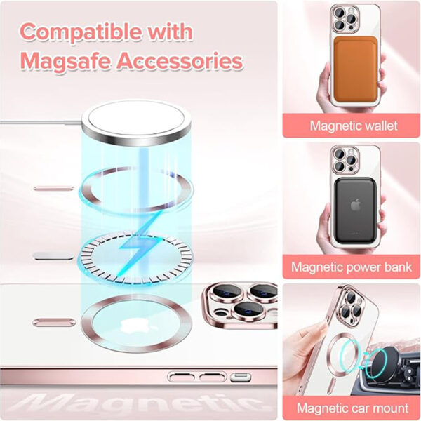 Husa pentru iPhone 14 Pro Max Techsuit Luxury Crystal MagSafe Pink - imagine 5