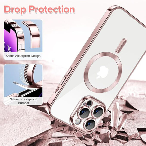Husa pentru iPhone 14 Pro Max Techsuit Luxury Crystal MagSafe Pink - imagine 3