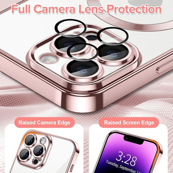 Husa pentru iPhone 14 Pro Max Techsuit Luxury Crystal MagSafe Pink - imagine 4