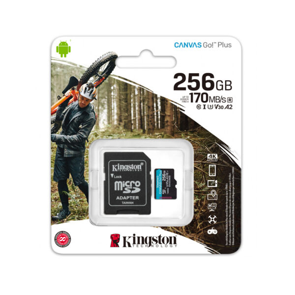 Card de Memorie cu Adaptor, 256GB Kingston Canvas Go Plus (SDCG3/256GB) Black - imagine 2