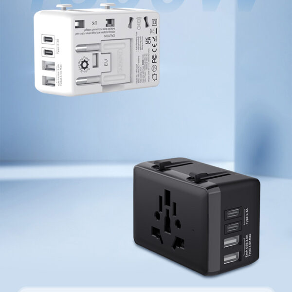 Adaptor pentru Priza PD20W, 2 x USB, 2 x Type-C, EU, UK, AUS, US Techsuit (HHT203A) Black - imagine 4