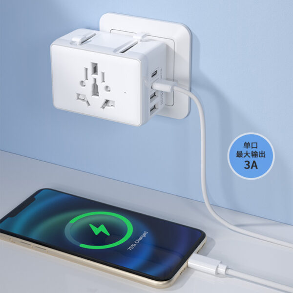 Adaptor pentru Priza PD20W, 2 x USB, 2 x Type-C, EU, UK, AUS, US Techsuit (HHT203A) Black - imagine 7