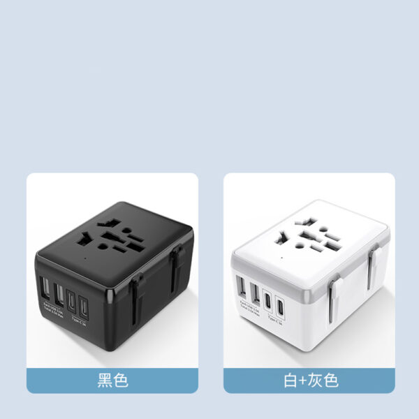 Adaptor pentru Priza PD20W, 2 x USB, 2 x Type-C, EU, UK, AUS, US Techsuit (HHT203A) Black - imagine 8